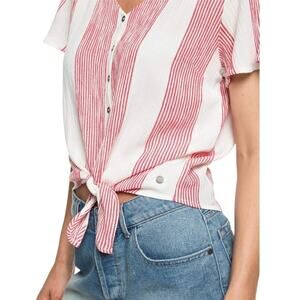 NWOT ROXY Come and Love Tie Front Button Top SMALL Flowy Beachy Beach Summer NEW